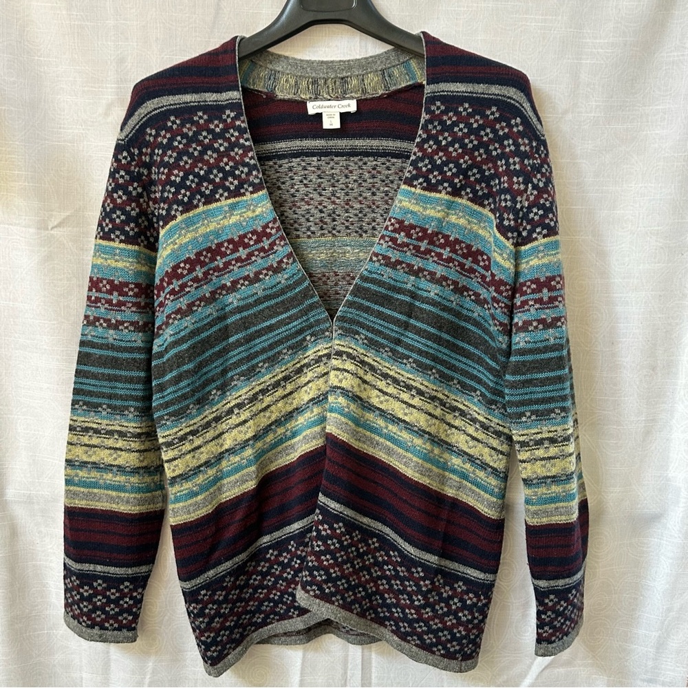 Coldwater Creek Blue and Brown Cardigan Sweater - Picture 1 of 13